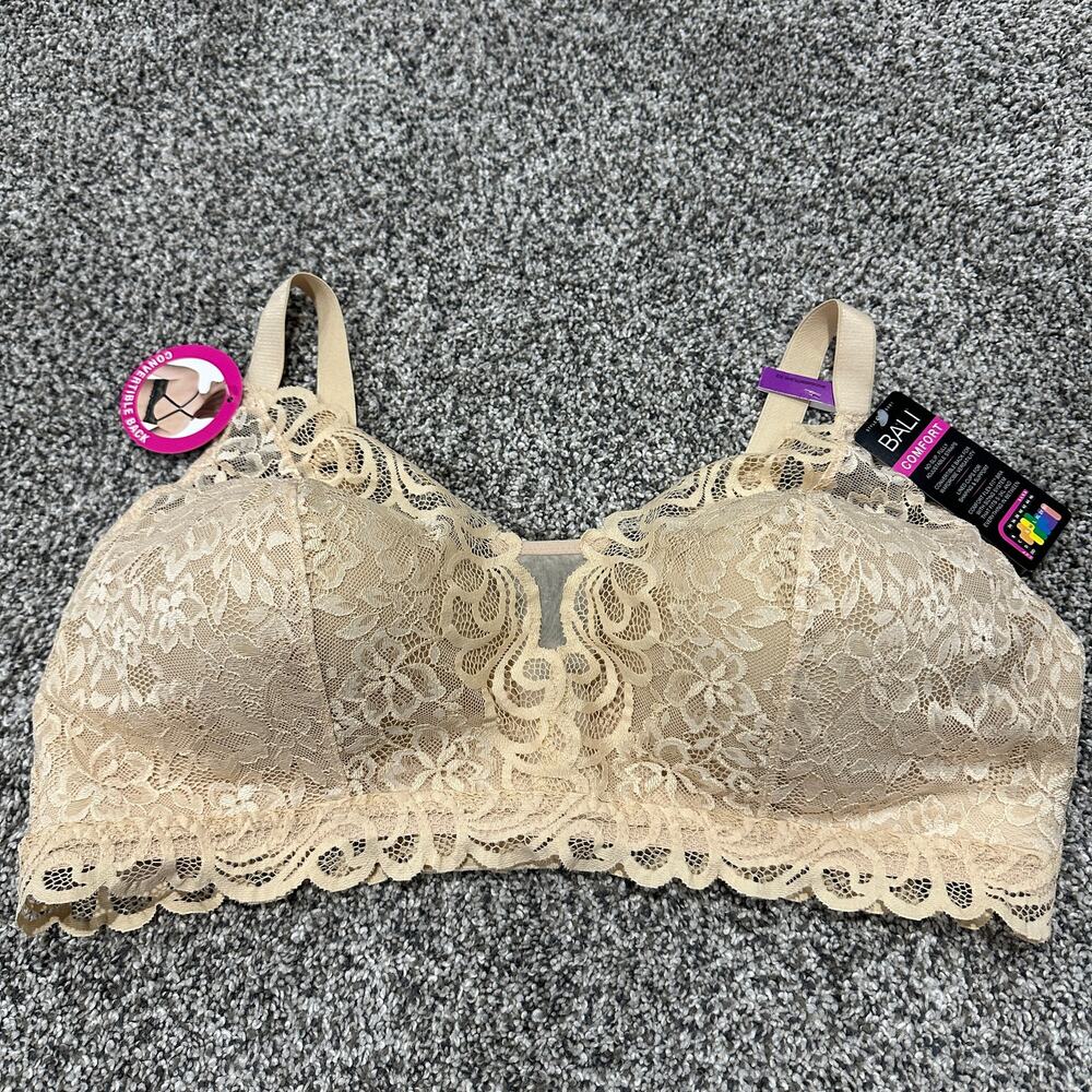 New with Tag! BALI Comfort 2XL Flex-Fit Bra, DF6591, Nude Lace, Convertible Back